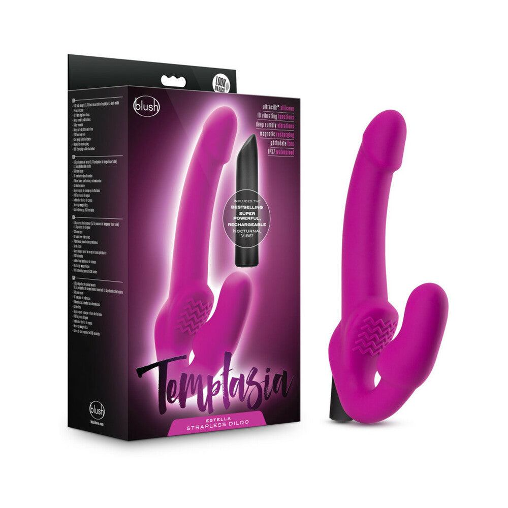 Temptasia Estella 9.5 " Silicone Strapless Strap-On Dildo with Bullet Vibrator Pink