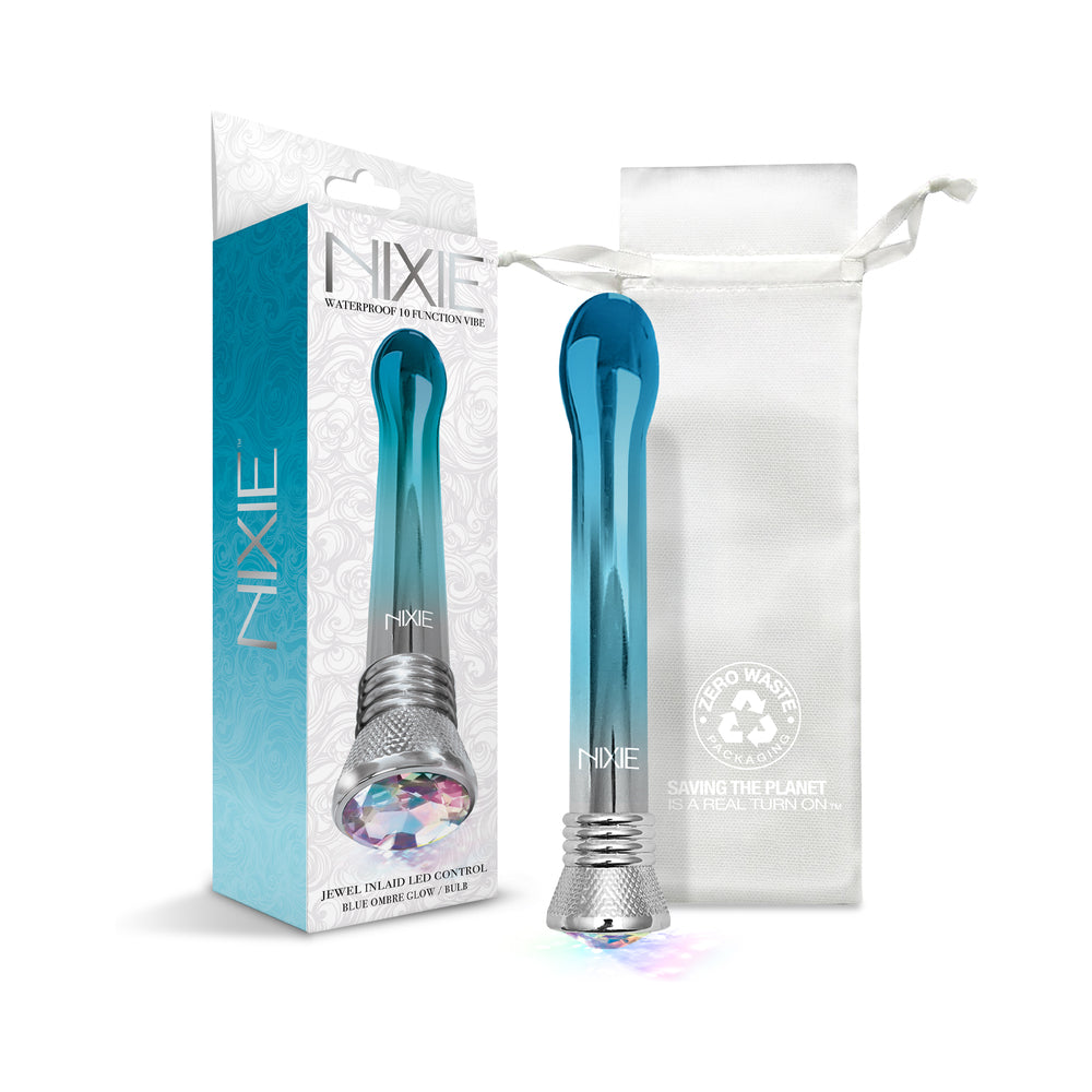 Waterproof 10-Function Bulb Vibe (Blue Ombre Glow)