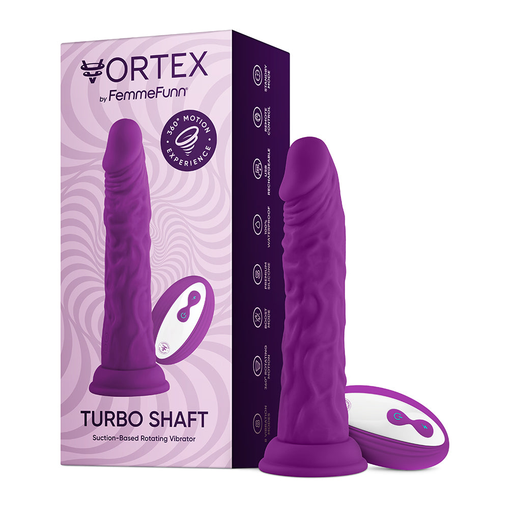 FemmeFunn Vortex Turbo Shaft 2.0 8 " Vibrating Rotating Dildo Purple