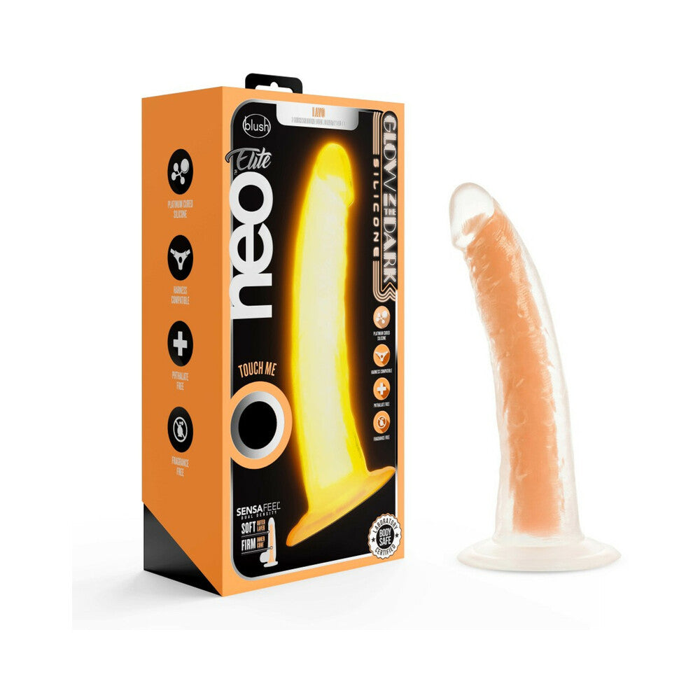 Neo Elite Glow in the Dark Viper 7 " Dual-Density Dildo Neon Orange