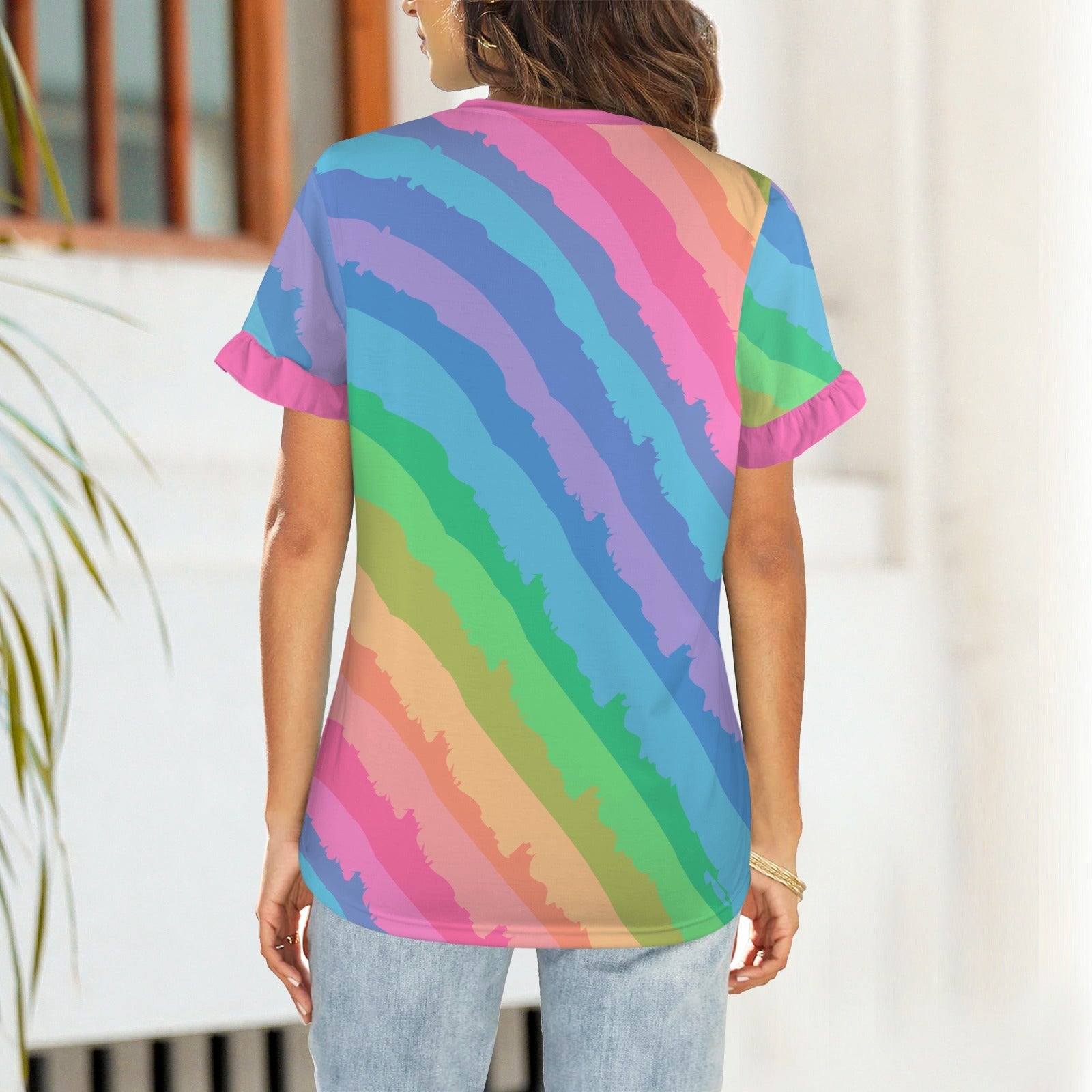Rainbow Sparkle Kitty Ruffle Play Tee