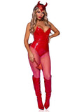 Devil Horns Headband & Tail Set - Red (One Size)