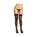 Plus-Size Sheer Thigh-High Stockings with Back Seam (Black)