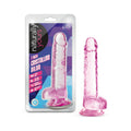 Naturally Yours Crystalline 7 " Dildo with Balls Rose