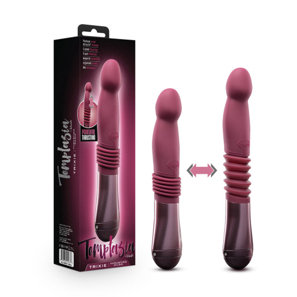Temptasia Trixie Rechargeable 10 " Silicone Thrusting Dildo Wine
