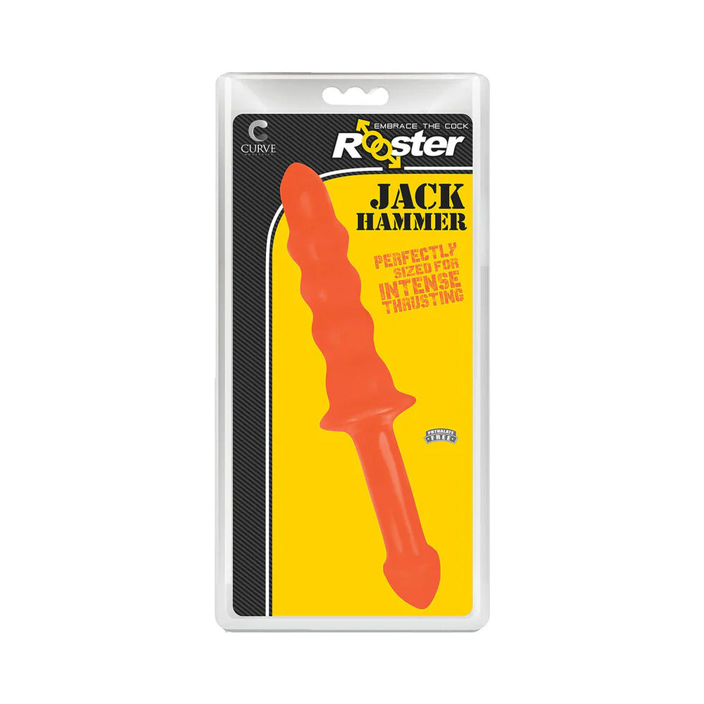 Curve Toys Rooster Jackhammer 10.5 " Rippled Dildo with Insertable Handle Orange