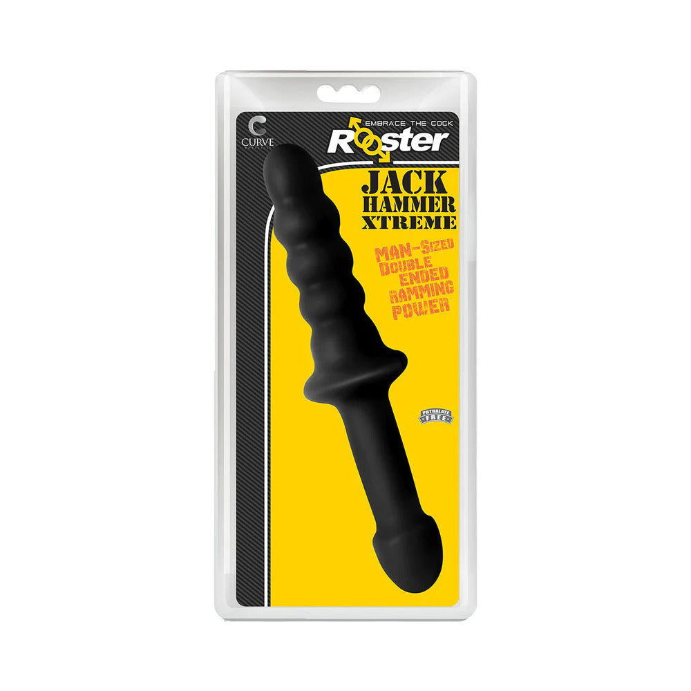 Curve Toys Rooster Jackhammer XL 11.5 " Rippled Dildo with Insertable Handle Orange