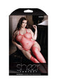 Sheer Gartered Bodystocking Halter Teddy (Sunset Coral, Queen)