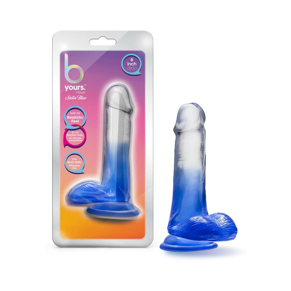 B Yours Stella Blue 6 " Dildo with Balls Blue