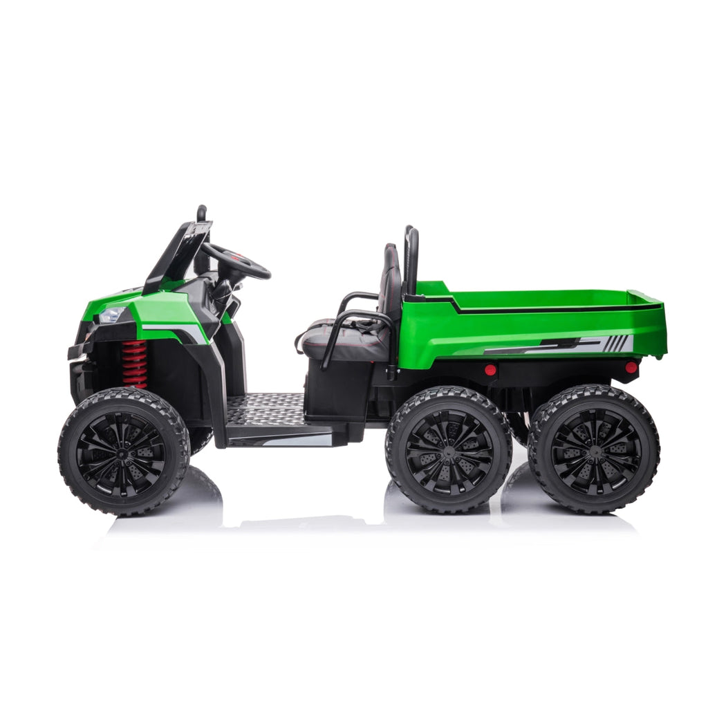 24V 6 Wheeler Magic Cars Tractor Trailer 2 Seater Ride-on with Dump Cart and Parental Remote
