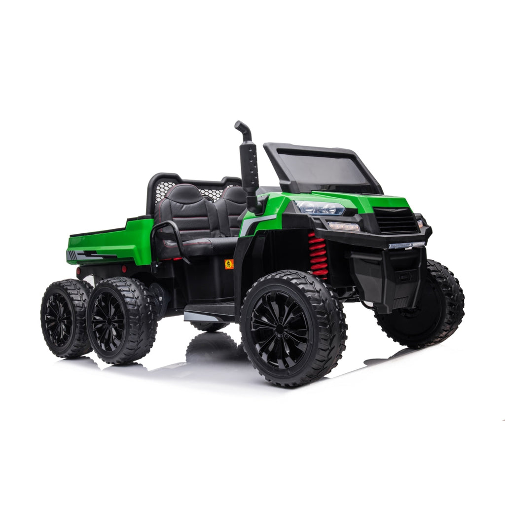 24V 6 Wheeler Magic Cars Tractor Trailer 2 Seater Ride-on with Dump Cart and Parental Remote