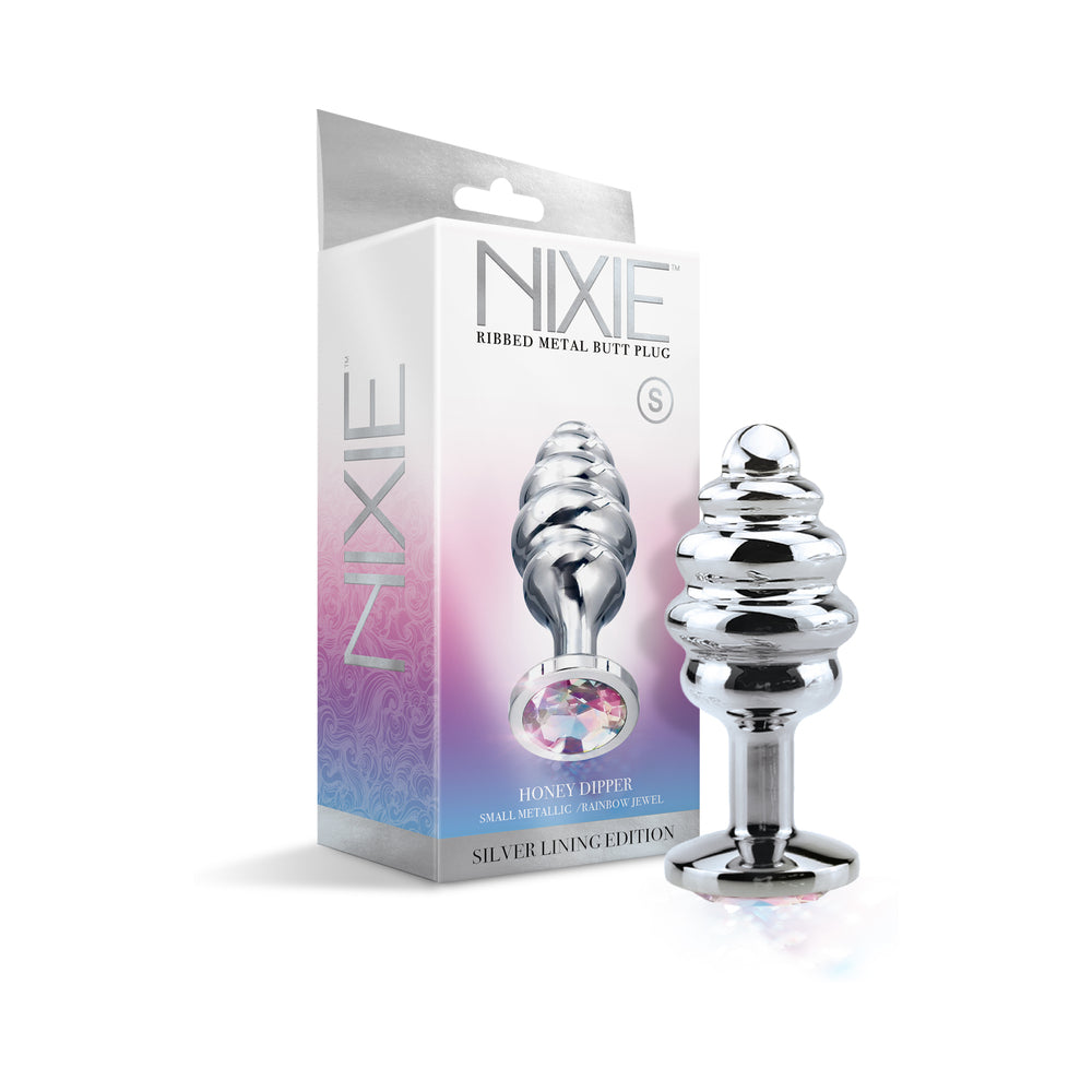 Ribbed Metal Butt Plug Honey Dipper (Small)
