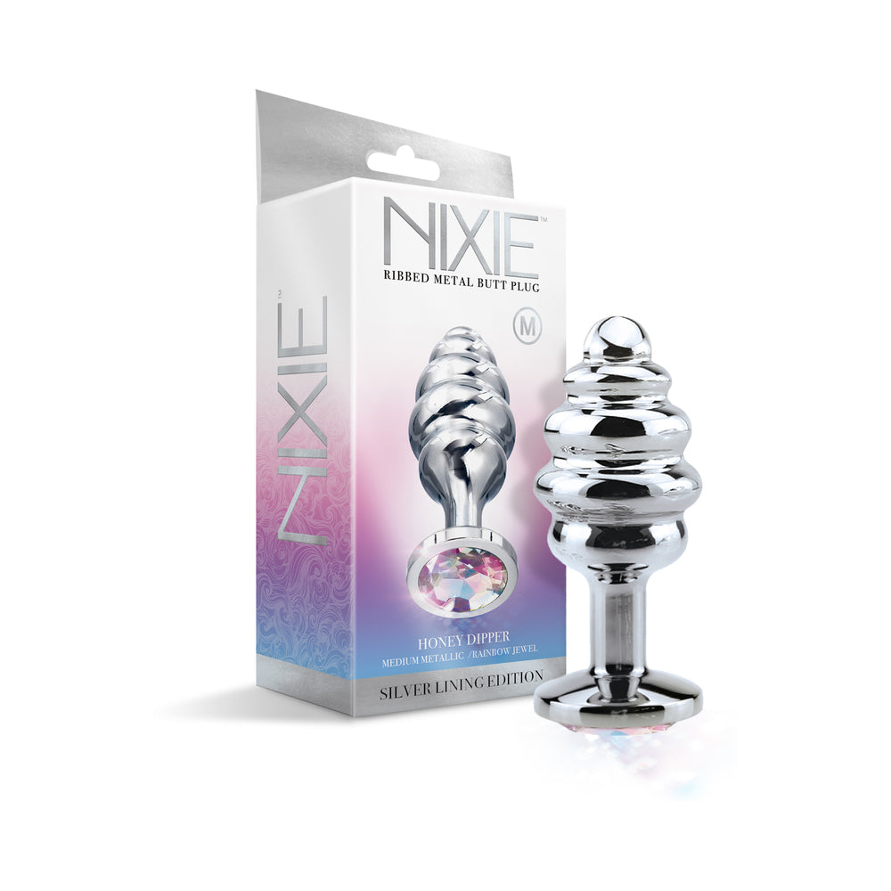 Ribbed Metal Butt Plug Honey Dipper (Medium)