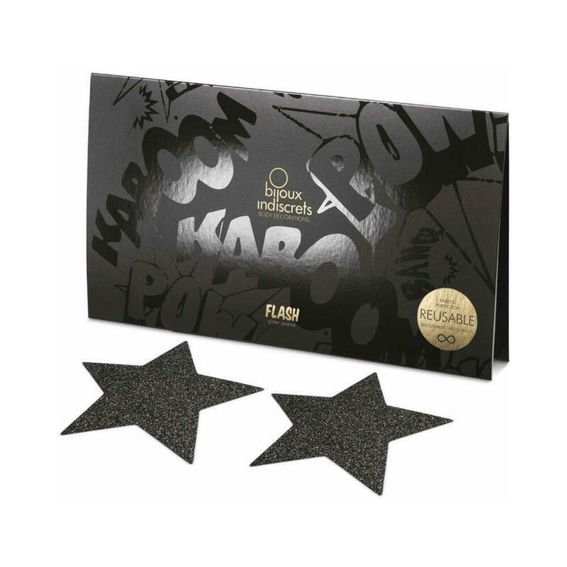 Flash Reusable Glitter Star Pasties (Black)