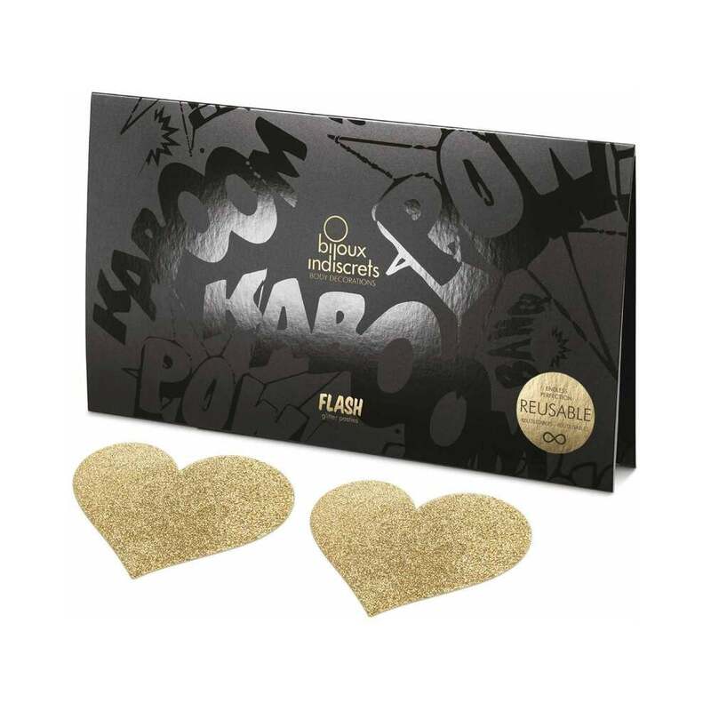 Flash Reusable Glitter Heart Pasties (Gold)