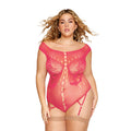 Butterfly Fishnet Teddy with Garter Straps (Watermelon) (Queen)