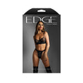 Quilted Wetlook Mesh Underwire Bra & Crotchless Panty (L/XL)