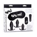 Backdoor Adventure 3-Piece Butt Plug Set with Bullet and Blindfold (Black)