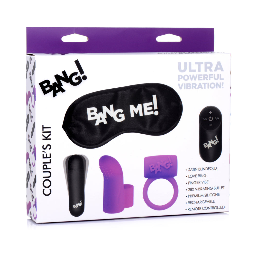 Couple's Love Ring, Finger Vibe, Bullet and Blindfold Kit (Purple)
