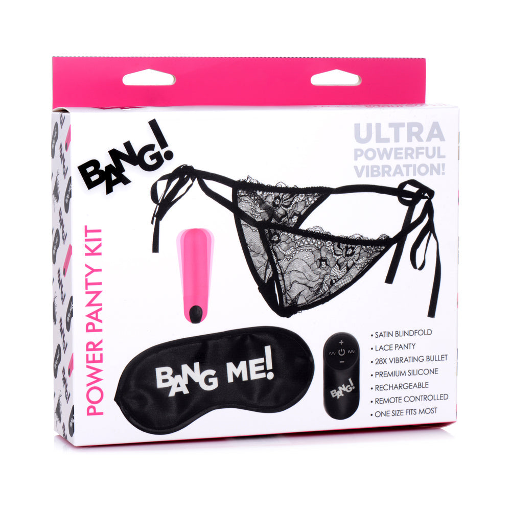 Power Panty Lace Panties, Bullet, and Blindfold Kit (Pink)