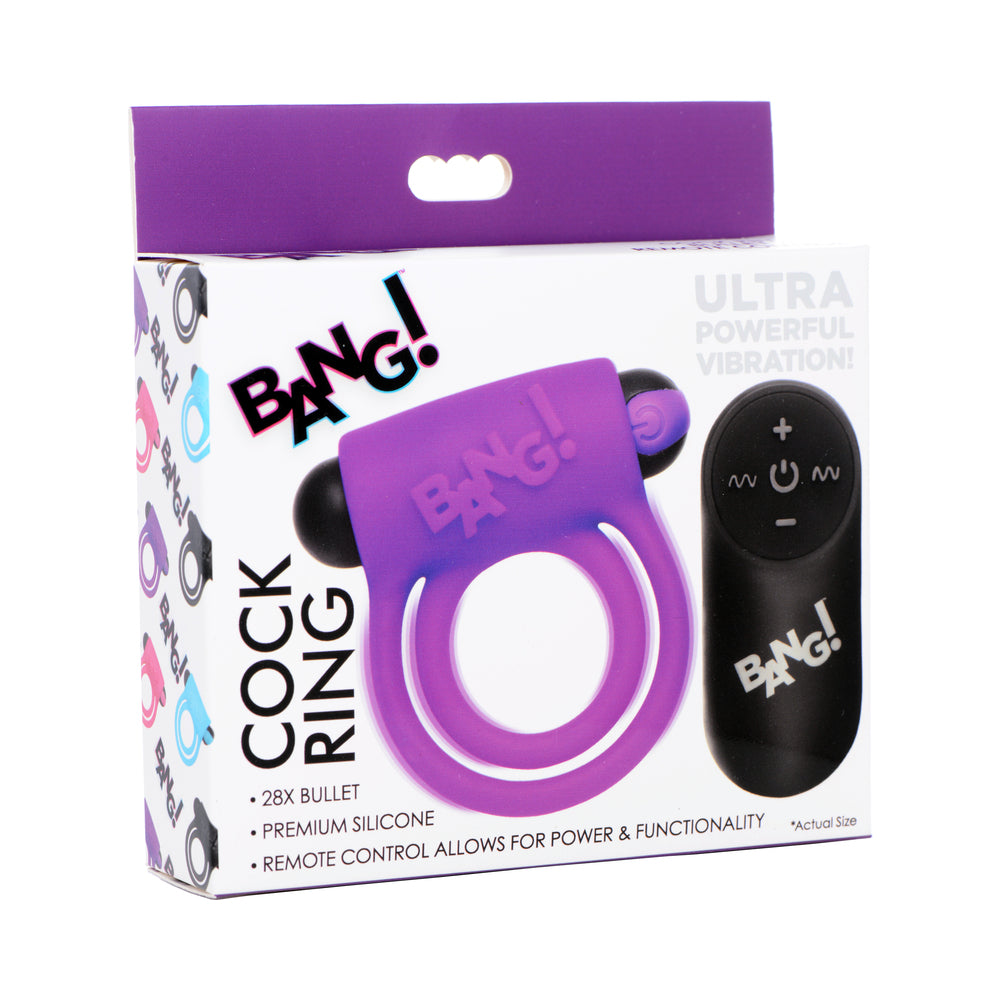 Silicone Cock Ring and Bullet with Remote Control (Purple)