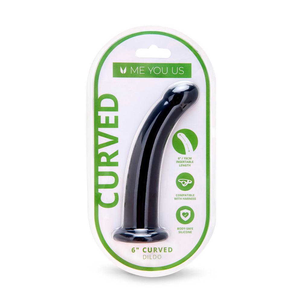 Me You Us 6 " Curved Silicone Dildo Black