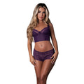 Leather and Lace Balconette Bustier & Cheeky Short (Plum) (S/M)