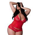 Sugar High Plunge Bustier and Boy Short Set (Red, Queen)