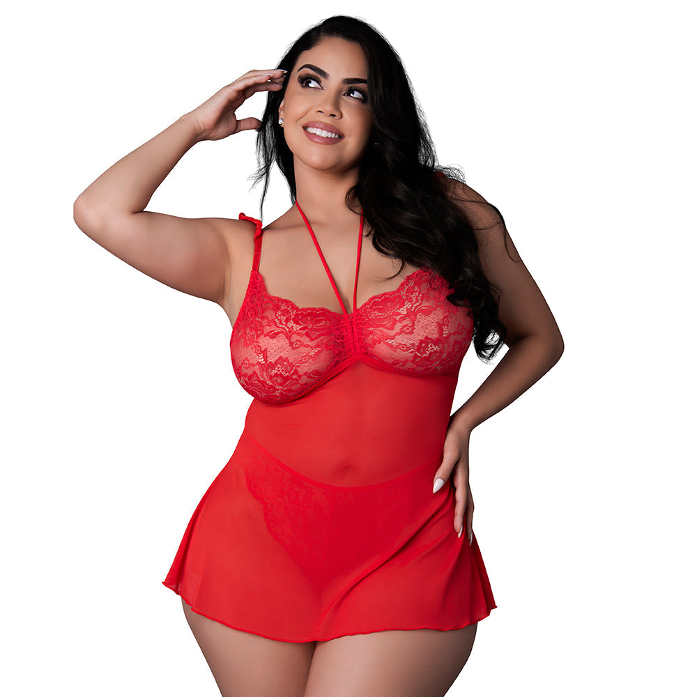 Sugar High Babydoll and Thong Set (Red, Queen)