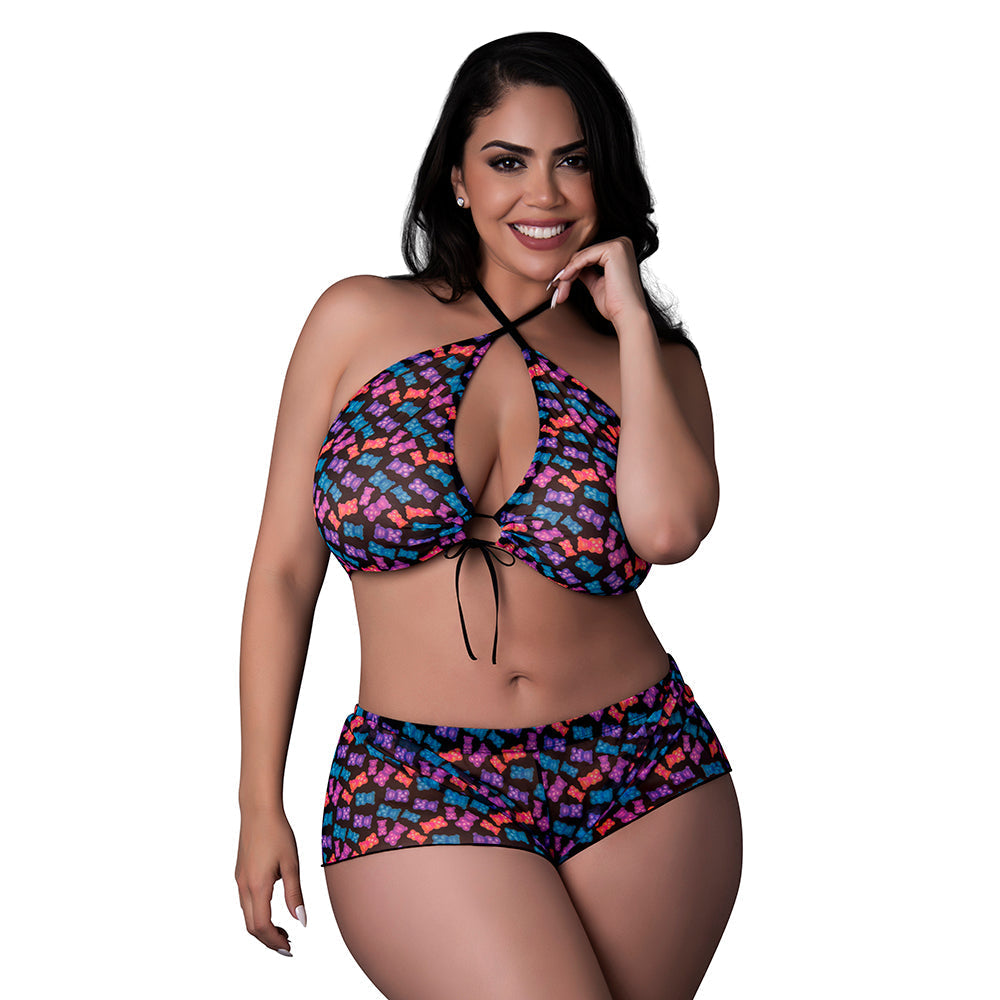 Hazy Dayz Halter Top & Hot Short Set Gummy Bears (Queen Size)