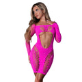 Seamless Long Sleeve Above Knee Dress (Pink, O/S)