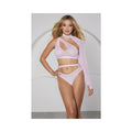 Modern Muse Halter and Panty with Collar Sleeve (Pink, S)
