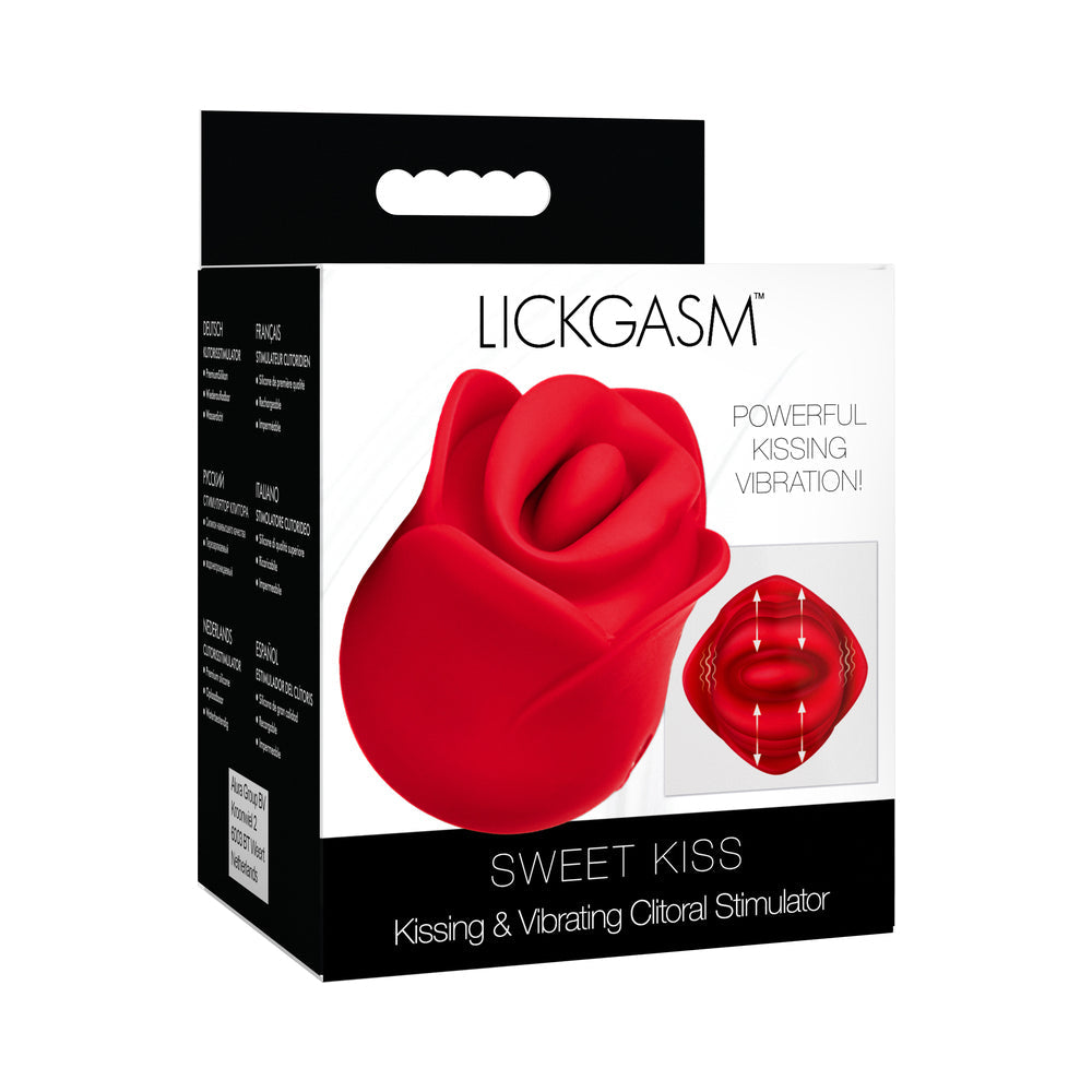 Kissing and Vibrating Rose Clitoral Stimulator (Red)
