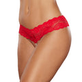 Lip Sync Lace Band Thong with Pearl String (Red, O/S)