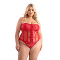 Eyelash Lace Corset with Busk Front, Lace-Up Back & Matching G-String (2XL)