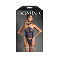 Domina Gartered Mesh Monowire Bustier with Detachable Choker Halter & G-String (M/L)