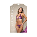 Opulence Foiled Mesh Halter Bralette with Pearl Underbust and Crotchless Panty (S/M)