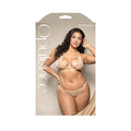 Opulence Foiled Mesh Cut-Out Pearl Halter Bralette & Crotchless Pearl Panty (Queen)