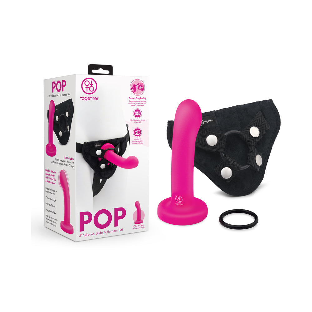 Together Pop 5 " Silicone Dildo and Harness Set Pink