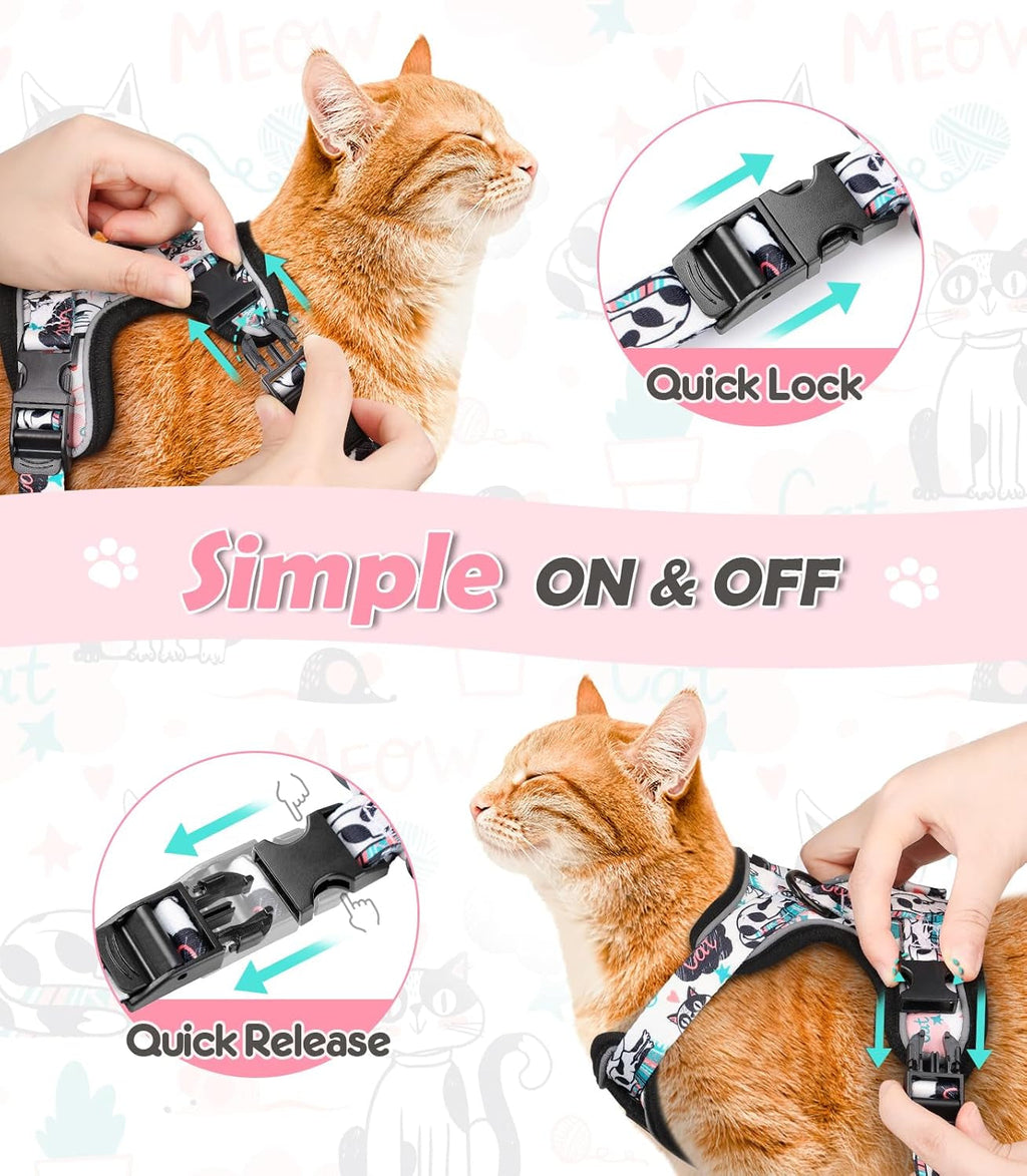 Cat Harness and Leash Set Escape Proof Reflective Adjustable Vest