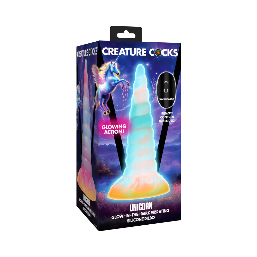 Unicorn Glow-in-the-Dark Vibrating Silicone Dildo
