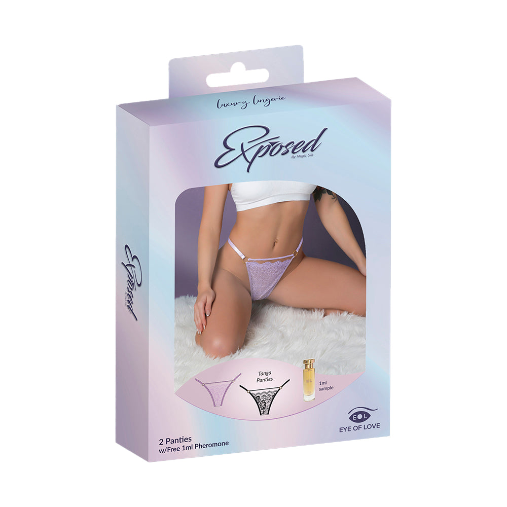 Pheromone Tanga Panties 2-Pack (Lilac/Black) (Queen)