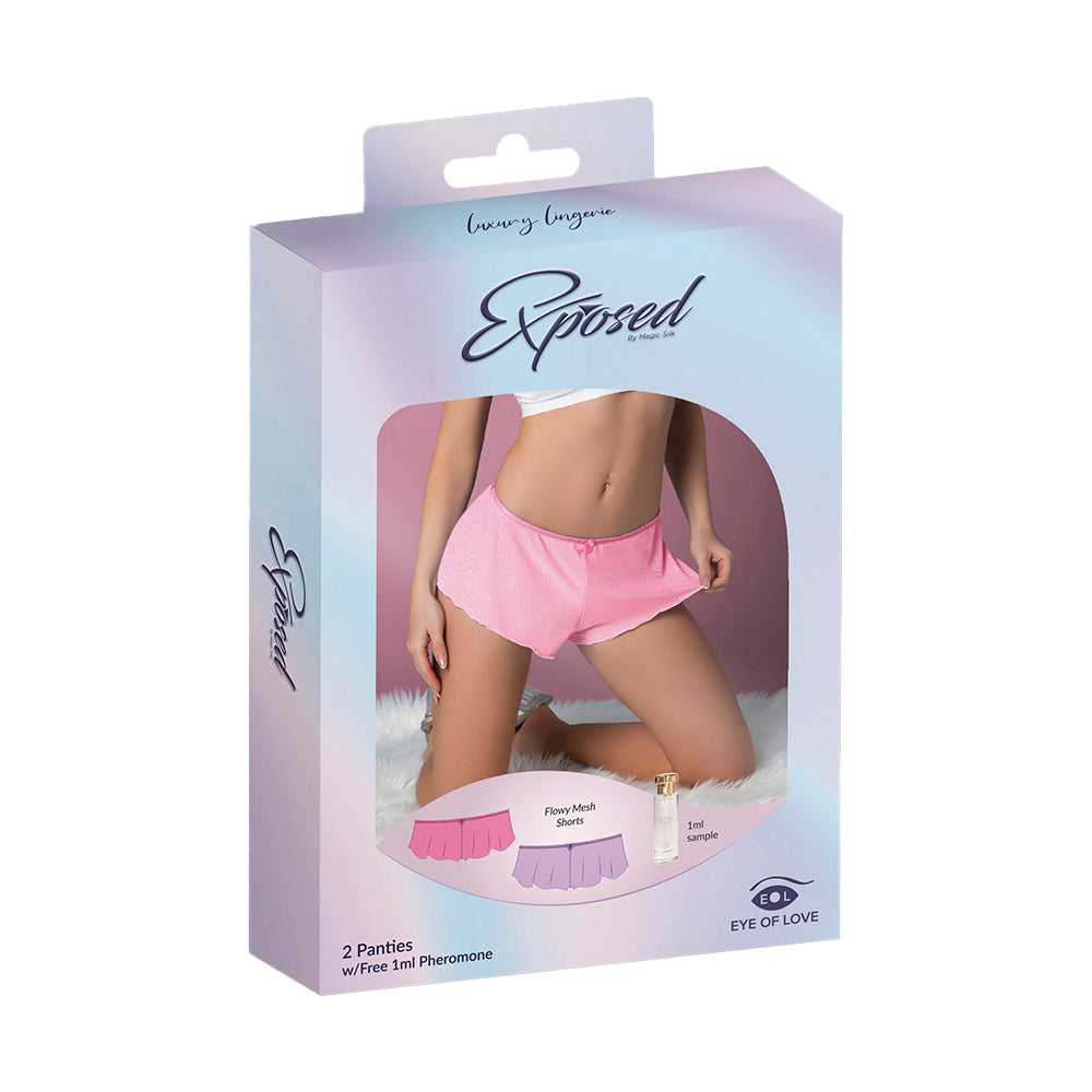 Pheromone Mesh Short Panties 2-Pack (Lilac/Rose) (Queen)