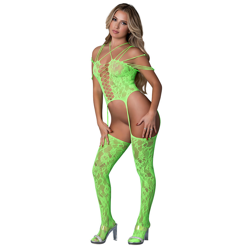 Seamless Bodystocking Neon Lime (O/S)