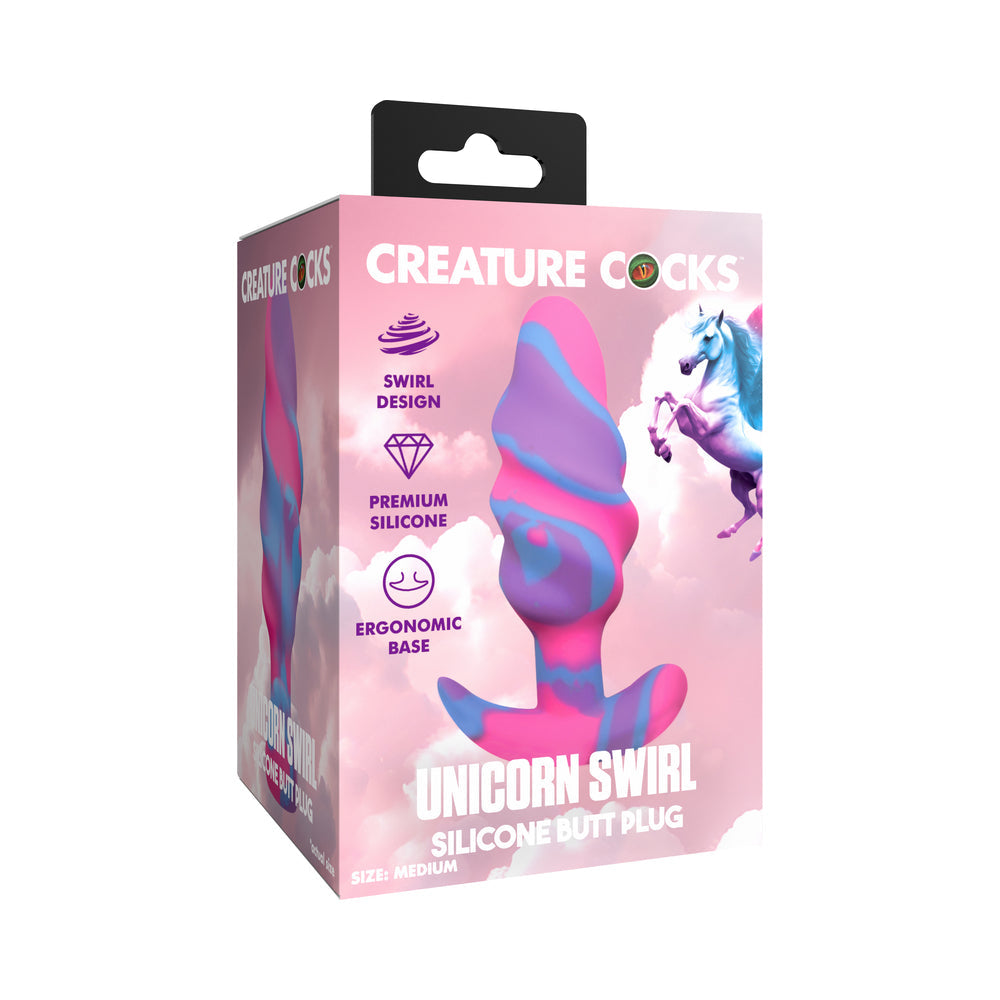Unicorn Swirl Silicone Butt Plug (Large)