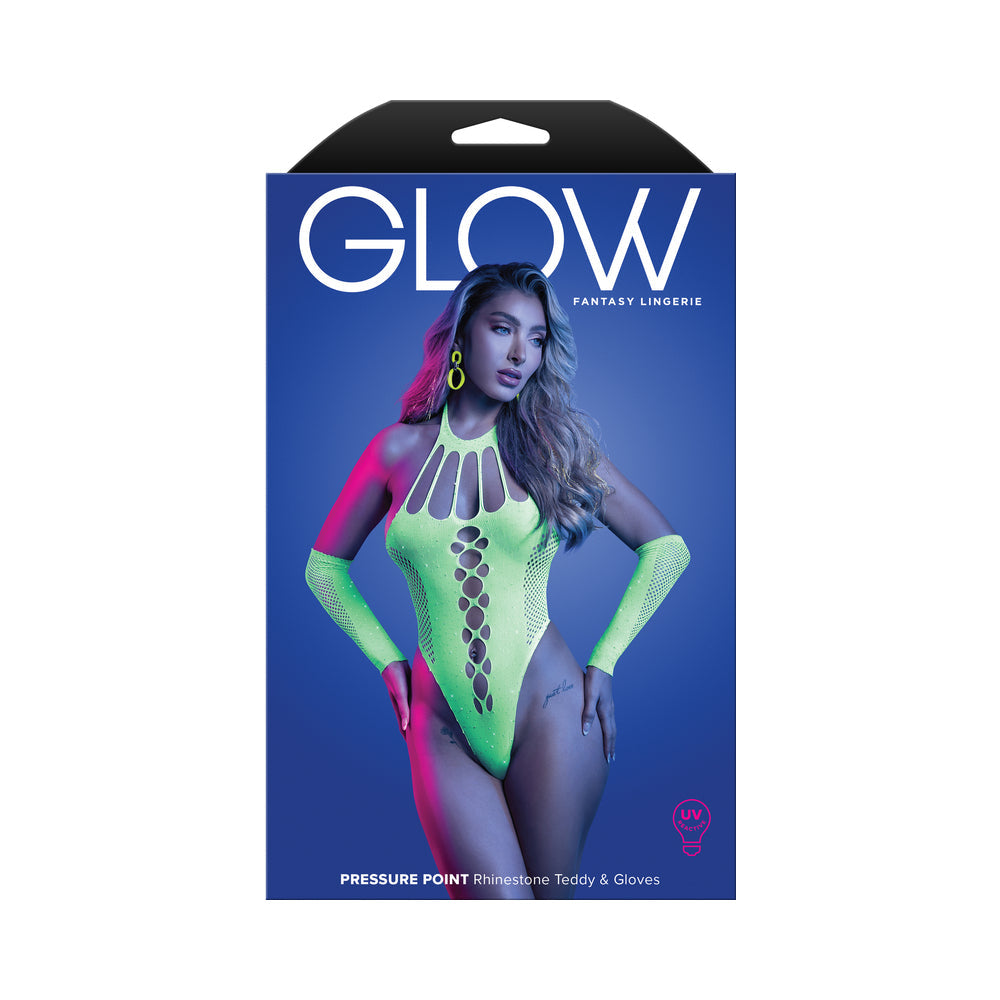 UV Reactive Rhinestone Teddy and Gloves O/S