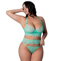 Caribbean Crush Demi Longline Bra & Panty with Flounce (Aqua, Queen)