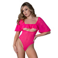 Pink Kink Flutter Sleeve Teddy (Pink Glow) (S/M)