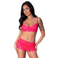 Get It Girl Bra, Skirt & Thong Set (Diva Pink, L/XL)