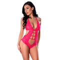 Get It Girl Halter Teddy with Snap Crotch (Diva Pink, L/XL)